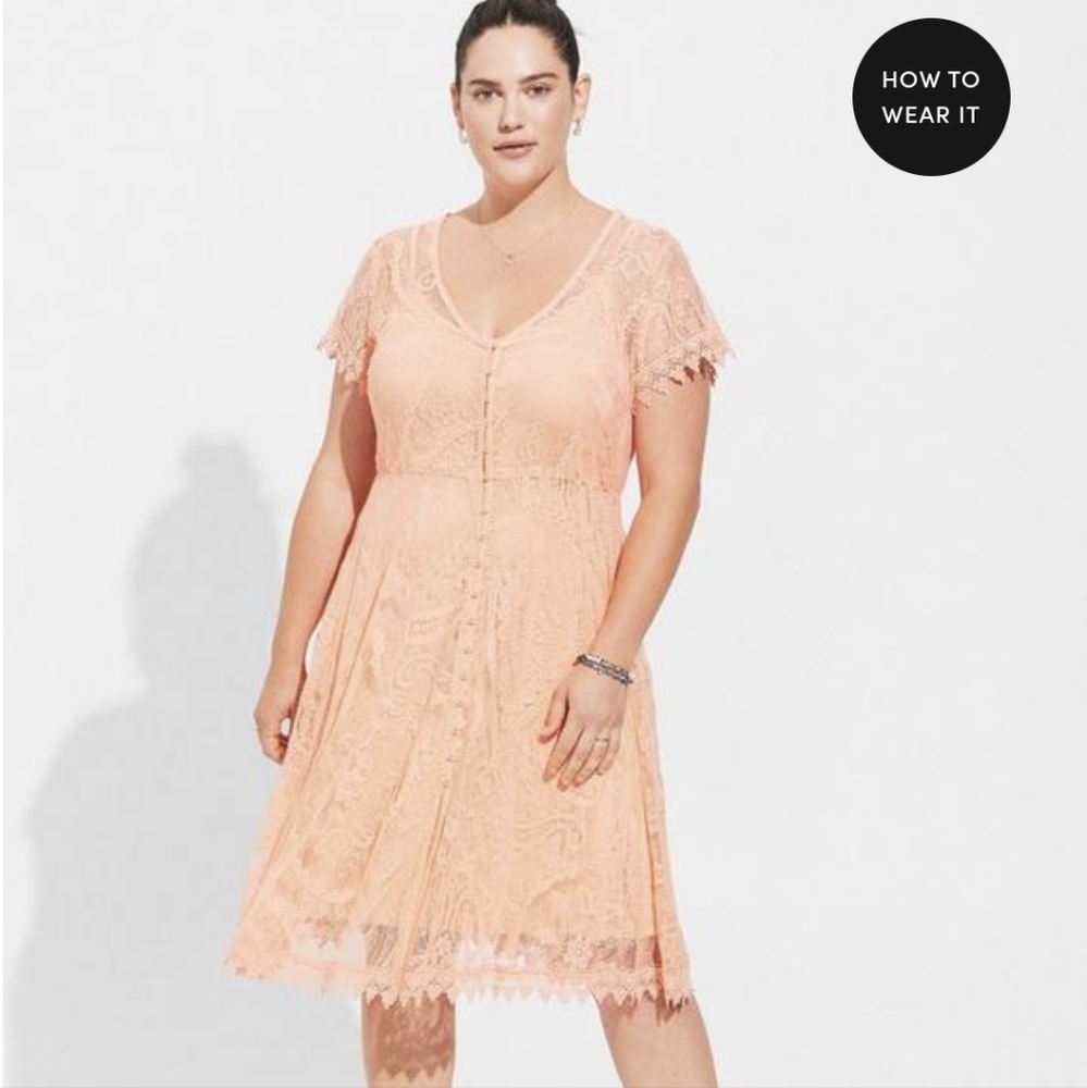 Torrid mini lace button dress size one